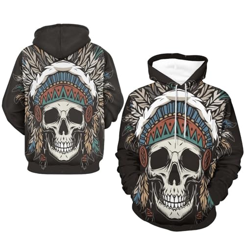 Sweat à capuche tribal UMENG : pull unisexe noir taille S - 7