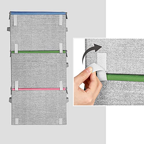 SONGMICS Aufbewahrungsboxen, 3er Set, Faltboxen, Stoffboxen mit Griffen, Organizer, magnetischer Deckel, für Kinderzimmer, Spielzimmer, Tier-Motive, rosa, blau, grün und grau RFB760P01