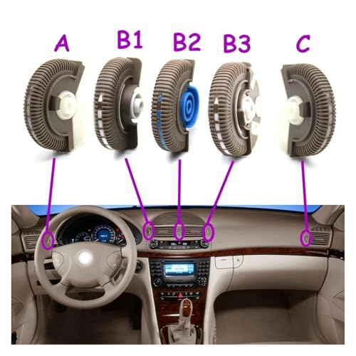 Grilles d'aération auto pour Benz Classe E W211 2003-2008 boutons rouleau de ventilation avant - 6