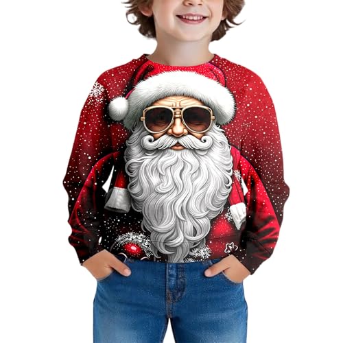 Sweatshirt garçon en polaire motif Père Noël pull chaud hiver