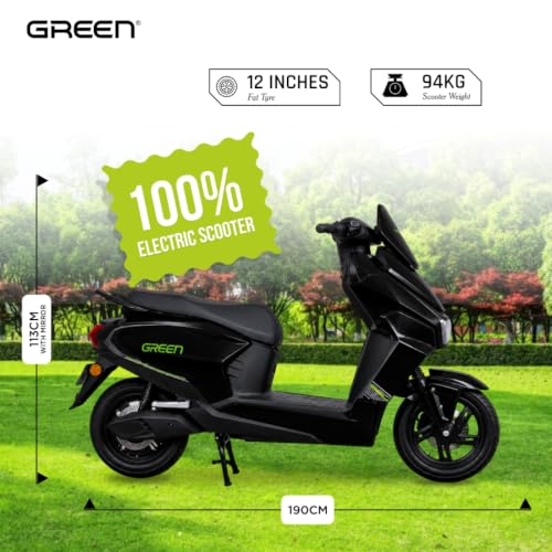 Image of Green Polo Low Speed Electric Scooter Non RTO with Portable Charger (80 KM - Black)