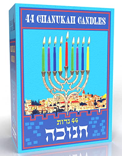 Jerusalem Candles Colorful Hanukkah Candles - Standard Size Fits Most Menorahs - Premium Quality Wax - Colored Chanukah Candles - 44 Count For All 8 Nights Of Hanukkah #TOP4