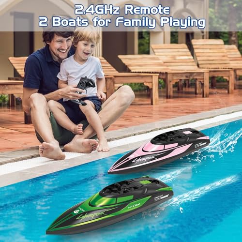 image for Yamaester RC Boat for Kids 2 Pack Remote Control Boats Toys with Recha