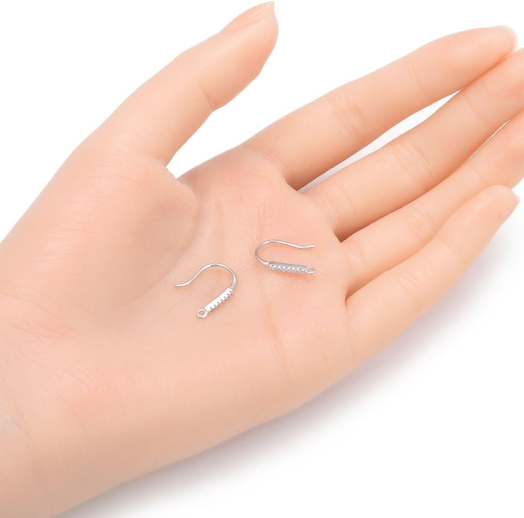 10pcs Adabele Authentic 925 Sterling Silver Fancy Earring Hook Dangle 7 Cubic Zirconia CZ Ear Wire Tarnish Resistant for DIY Earrings Jewelry Making SS447
