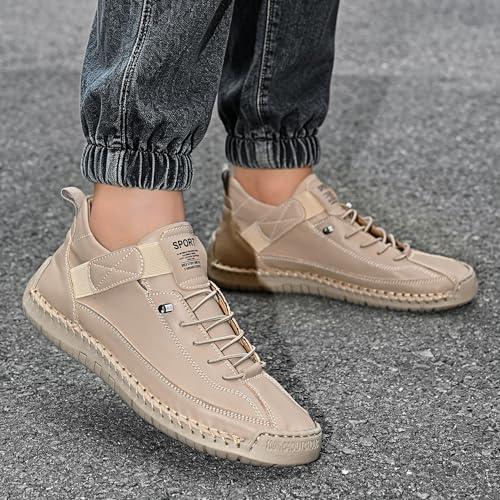 Image of Womens Casual Shoes Ankle Chukka Boots Slip On Breathable Loafers Handmade Fashion Sneakers Mid top Walking Driving Flats Shoes