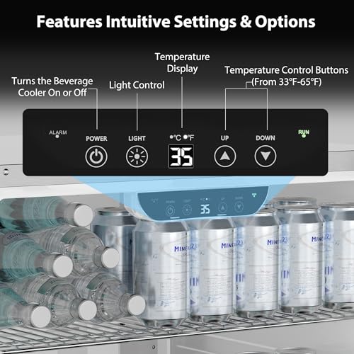 Image of Coolake 24″ Outdoor Refrigerator for Patio, 5.3 Cu.ft 180 Cans Under Counter Beverage Cooler, Stainless Steel Built-in or Freestanding Weather Proof Beverage Fridge for Backyard Kitchen