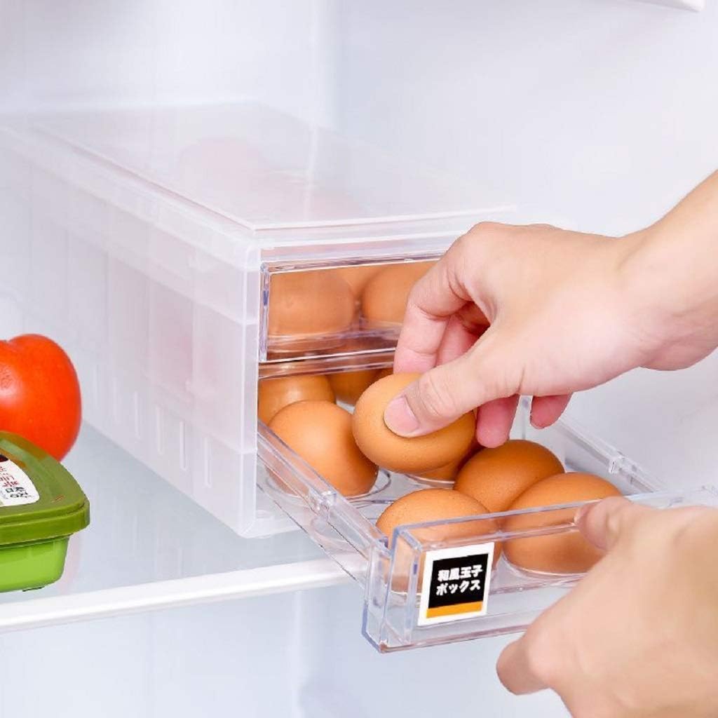 LEAN ON US 24 Grid Drawer Type Egg Storage Box Egg Crisper Kitchen Egg Tray Refrigerator Storage Container Plastic Egg Container Case Refrigerator Fresh Storage Boxs Organizer