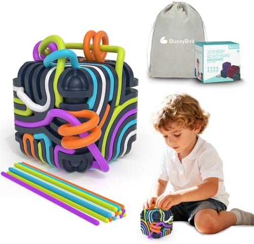 BunnyBoo Sensory Activity Board, 3D Silicone Toys for Kids with A...
