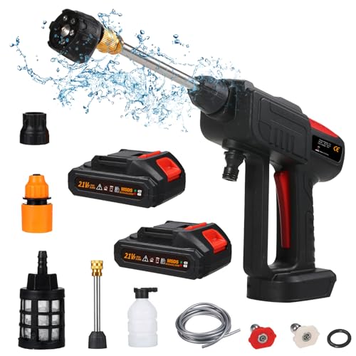 Mulcort Limpiador de alta presión 60 bar 300 W recargable 6 en 1 para coche, jardín y herramientas