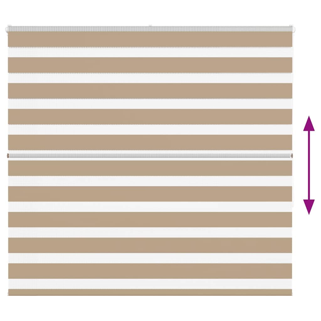 Zebra-Jalousie Polyester Sandbraun 165x150 cm Stoffbreite 160,9 cm mit Kettenzug für stufenlose Lichtsteuerung, Doppelrollo mit Zwei Montagemöglichkeiten und Kindersicherung