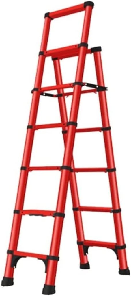 Step Ladder Home Telescoping Ladders Type A Aluminum Folding Ladder Sturdy Portable Step Ladders 330Lb Folding Ladder Telescopic Ladder(Color:Rosso,Size:5 Step Ladder)
