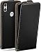 Produktbild moex Flip Case für Motorola One / P30 Play Hülle klappbar, 360 Grad Rundum Komplett-Schutz, Klapphülle aus Vegan Leder, Handytasche mit vertikaler Klappe, magnetisch - Schwarz