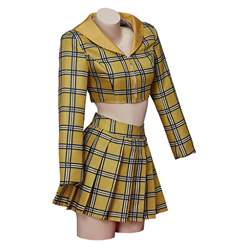 RocailleCos Fancy Girl Yellow Plaid Cosplay Costume Dress Crop Top Blazer Skirt Suit Halloween Outfit for Women (XXL, yellow) by RocailleCos - Used condition - Image 3