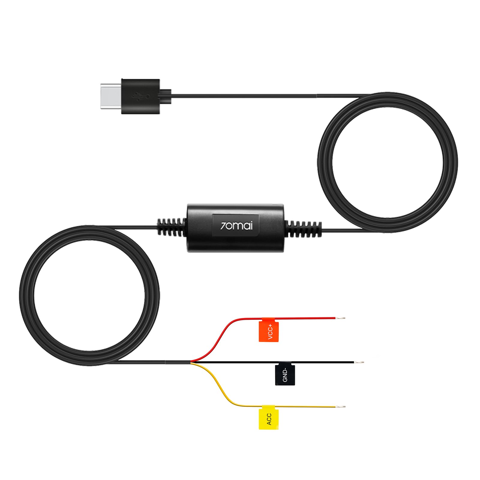 70maiDash Cam Hardwire Kit UP03 for 70mai M310, A410, A510, A810, A800SE, 4K Omni, T800, Type-C Hard Wire Kit with Low Voltage Protection, 24 Hour Parking Surveillance, 10ft 12V-30V to 5V/2.4A