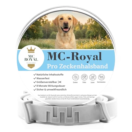 MC-Royal®Pro Zeckenhalsband für Hunde - 100{9fad248a3b725e473f1febfae0f7e35a4dadd8e9e0db45423db018b7b7e73eb6} natürliche Inhaltsstoffe - bis zu 8 Monate zuverlässiger Zeckenschutz