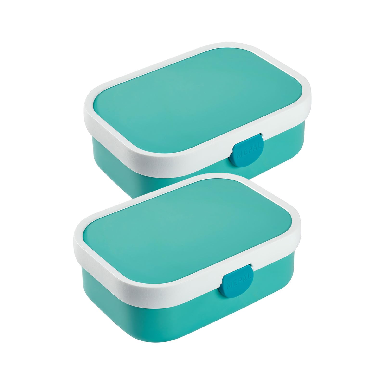 Mepal Fiambrera Campus con inserto bento y tenedor 700 ml, fiambreras de plástico con cierre de clip, juego de 2 unidades, ABS, 17,8 x 13,2 x 6,1 cm, turquesa y turquesa