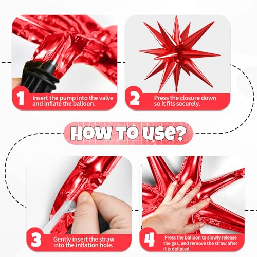 Image of 6pcs 22 inch Green Red Star Balloons and 4D Large Foil Balloons, Green and Red Star Balloon 4D Foil Aluminum Balloon For Christmas Birthday Baby Shower Party Wedding Anniversary Bridal Shower Decor