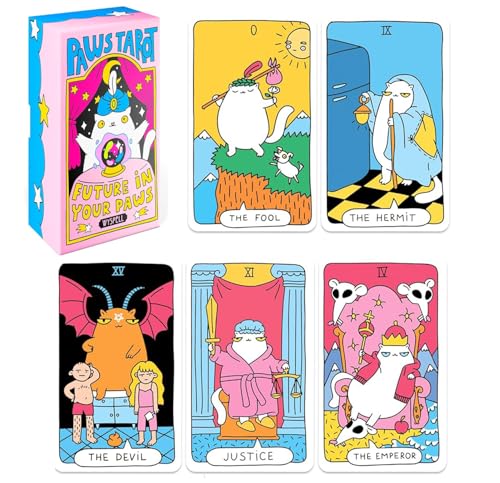 Harxin Katze Tarot Karten, 78 Karten Katze Tarots Deck, einzigartige Tarotkarten für Katzenliebhaber und Tarot-Enthusiasten, Niedliche Tarotkarten für Anfänger