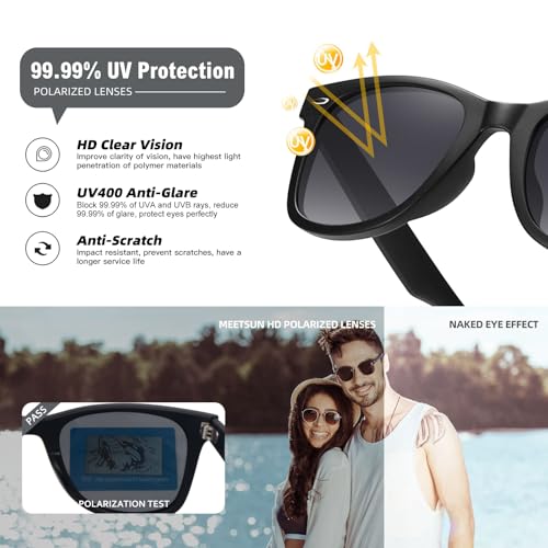 Image of MEETSUN Polarized Sunglasses for Women Men Classic Retro Square Frame Driving Sun Glasses UV Protection