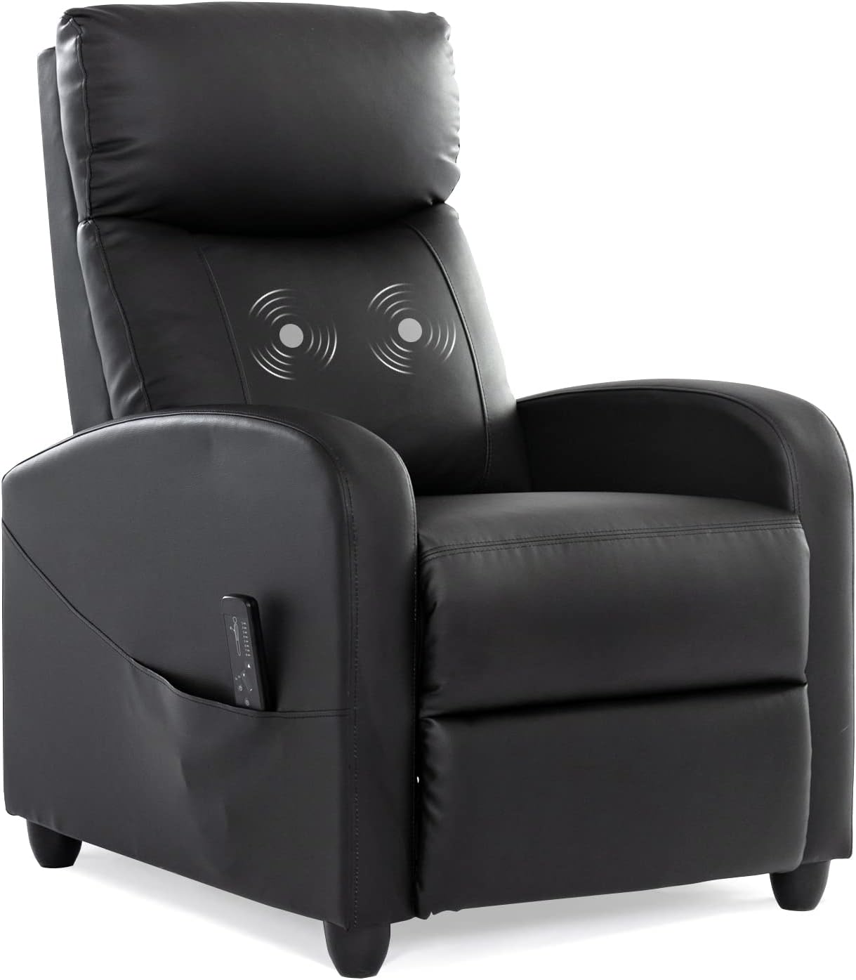 Recliner Chair with Massage and Lumbar Support, Small PU Leather Home Theater Seating, Adjustable Modern Reclining Chair for Adults in Living Room