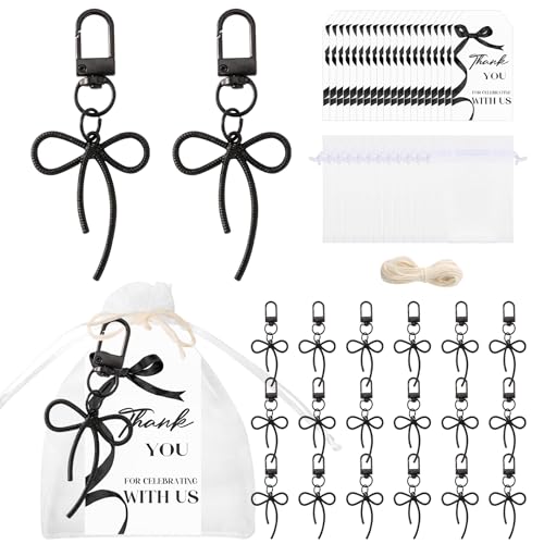 Ohmique 20 Set Shes Tying The Knot Bridal Shower Party Favors - Tying The Knot Bridal Shower Decor Keychains Pink Bow Themed Keychain Gifts Kit for Bachelorette Wedding Engagement Party Decorations
