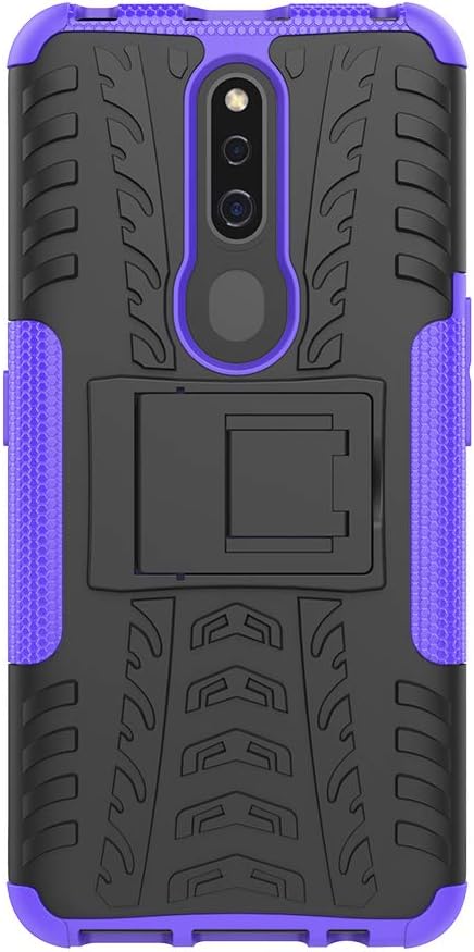 Gray Plaid OPPO F11 Pro Case,Dual Layer Impact Resistant Hybrid Heavy Duty Armor Hard Case Back Cover with Kickstand for OPPO F11 Pro - Purple