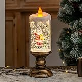 LPYROSE クリスマスクリスタルランプ クリスマス スノードーム LED ライト オルゴール 電池式 USB 給電 置物 飾り プレゼント インテリア キャンドル風 ホリデーデコレーション (ショートスタイル,クマを連れたサンタクロース) [並行輸入品]