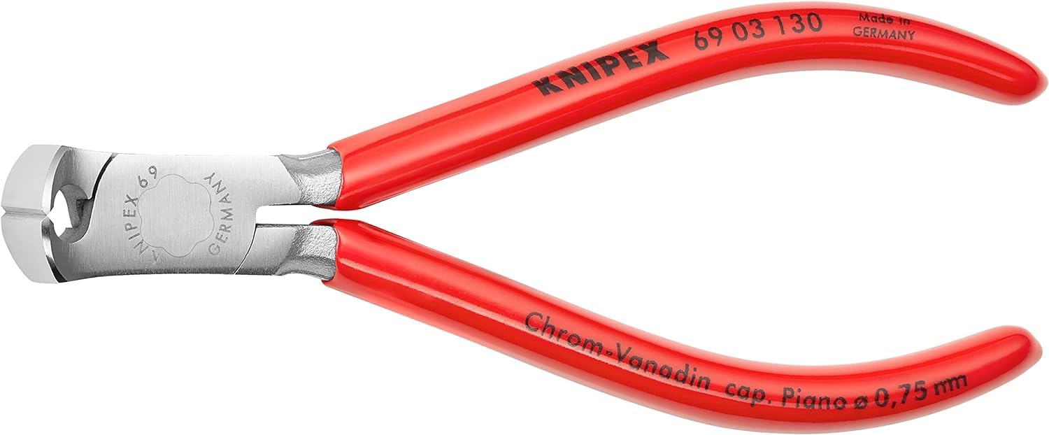 KNIPEX Tronchese per Meccanica con Tagliente Frontale per Meccanica Cromata, Rivestiti in Resina Sintetica 130 Mm 69 03 130