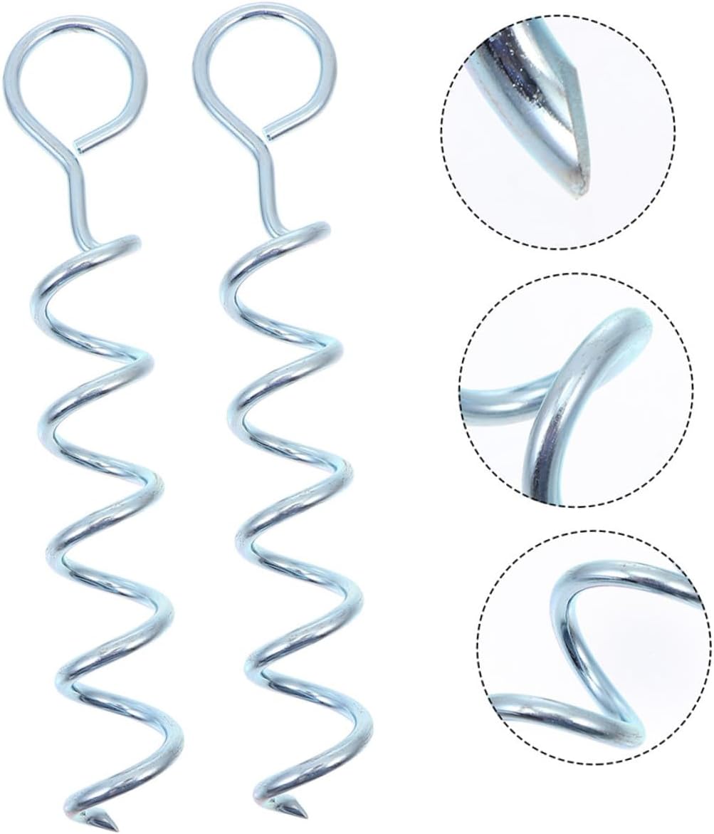 Ciieeo 4pcs Heavy-Duty Spiral Tent Stakes Iron Ground Anchors Canopy Stakes for Outdoor Camping Lawn Trampoline Dog Tie-Down Lawn Pegs