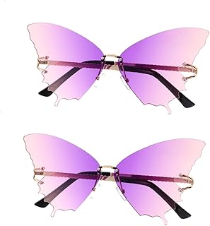 2 Pçs Óculos De Sol Borboleta Gafas Mujer Sol Óculos De Sol Femininos Da Moda Óculos De Sol Femininos Óculos Sem Aro Óculos Legais Óculos De Sol Tropicais Armação De Sol Óculos De