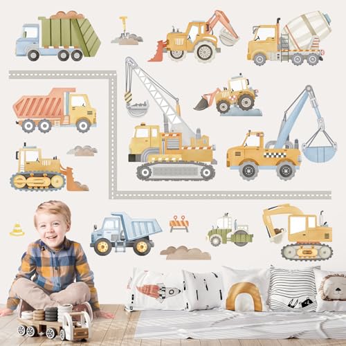 Vinilos decorativos vehículos construcción pintura de pared miniatura 3