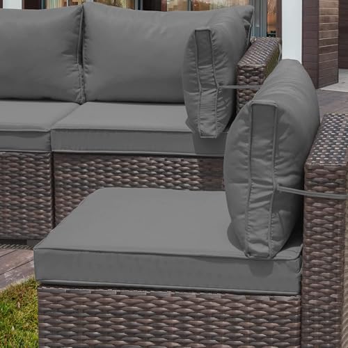 Image of 9 Pieces Outdoor Sectional Furniture All Weather PE Rattan Wicker Patio Conversation Set with Coffee Table and 8 Thickened Cushions,Grey
