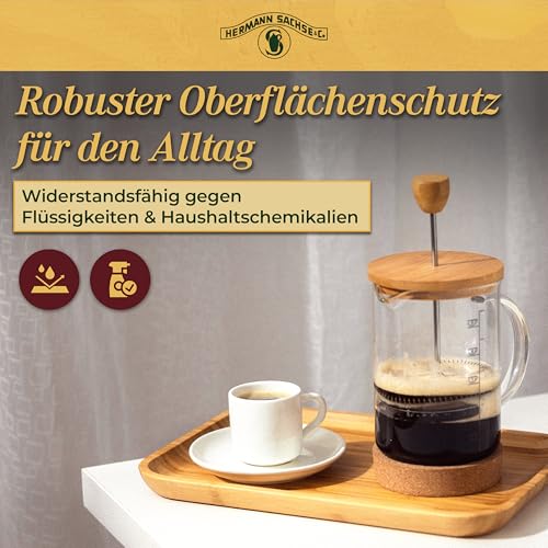 Hermann Sachse Hartwachsöl farblos - 2-in-1-Holzpflegeöl & -Wachs für starken Holzschutz - Für Möbel, Holzboden, Treppenstufen, Türen, Arbeitsplatte & mehr - Für fast jedes Holz - 750 ml