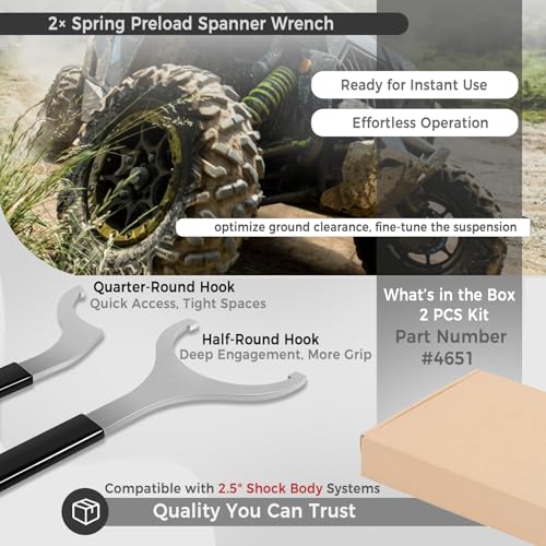 Image of 2.5 inch Spring Preload Spanner Wrench Kit fit for Arctic Cat, Can Am Maverick, Polaris RZR, Textron, and Yamaha YXZ Models with Preload Shock Body (for Fox 2.5 inch shock bodies)