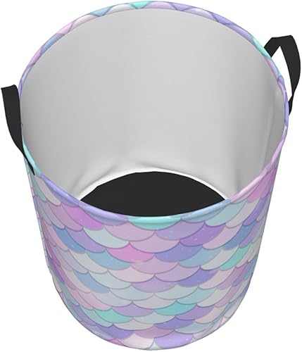 Miniatura 7 de Cesta de lavandería de sirena plegable grande con asas, cesta de almacenamiento redonda de fácil transporte, cesta de almacenamiento para ropa