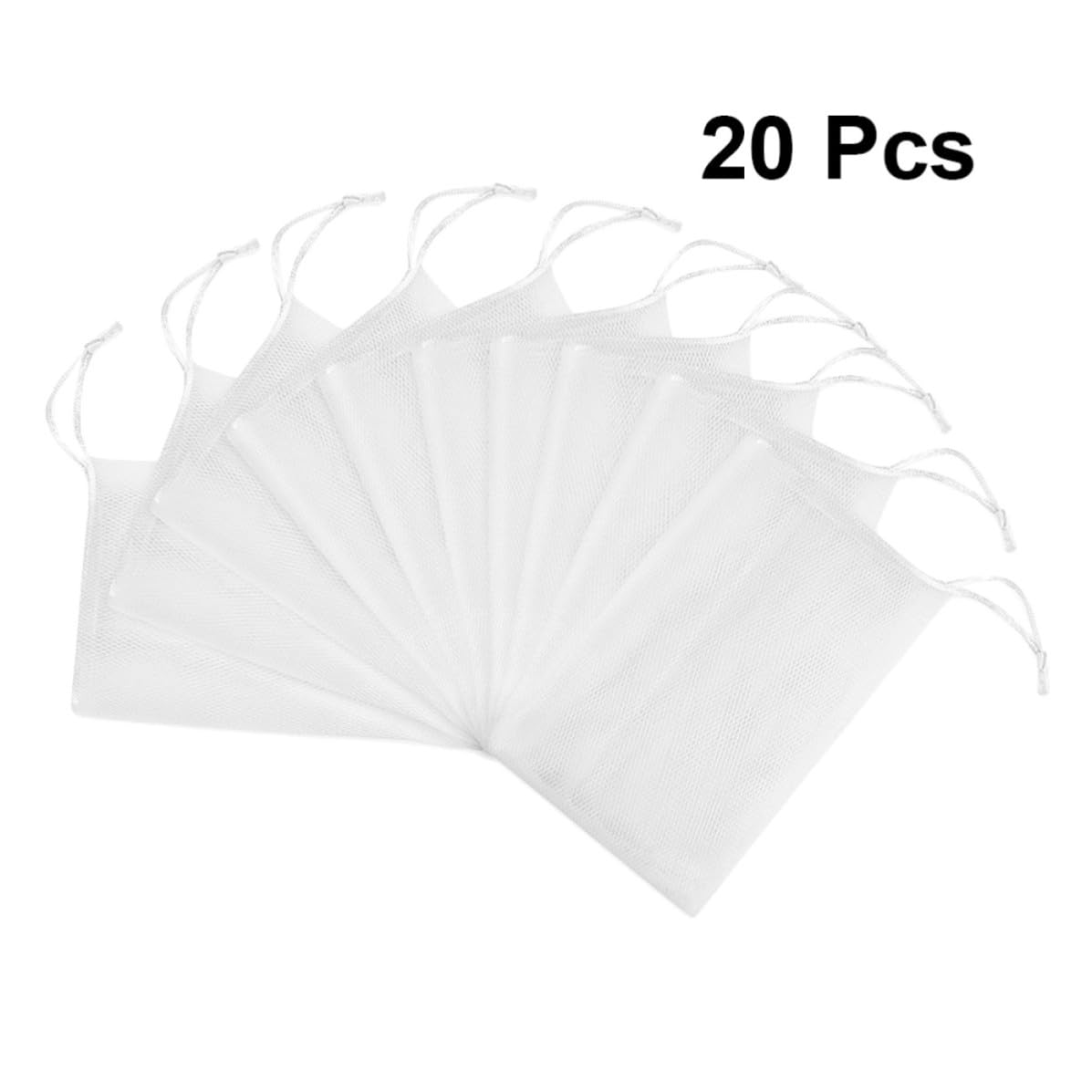 Drawstring Soap Pouch 20pcs Foaming Net for Facial and Body Cleansing