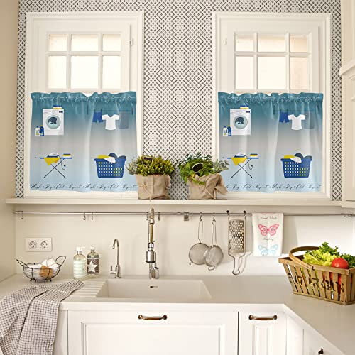 Onehoney Curtain Tier And Valance Set For Laundry Room3 Piece Rod Pocket Short Window Curtains-36Inch Length,Daily Routine Cute Small Window Treatments Tiers For Half Cafe Windows/Bathroom #TOP3