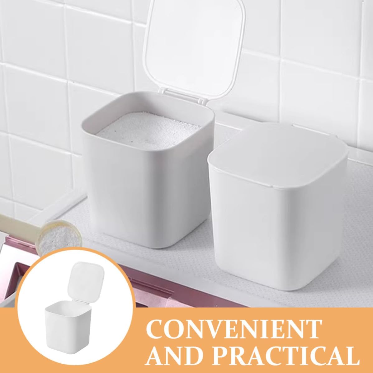 BESTYASH Large Capacity Laundry Powder Storage Container with Flip Lid White Pp Material Detergent Powder Bucket for Household Use User-friendly Design image 4