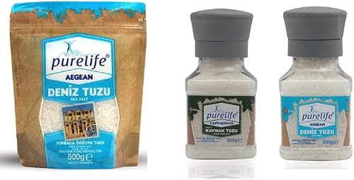 Aegean Sea Salt Coarse PET Bottle with Ceramic Mill With FREE Refill Pack 1.1 lbs