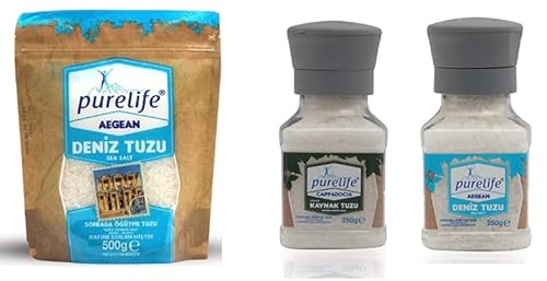 Aegean Sea Salt Coarse Pet Bottle With Ceramic Mill With Free Refill Pack 1.1 Lbs #TOP12
