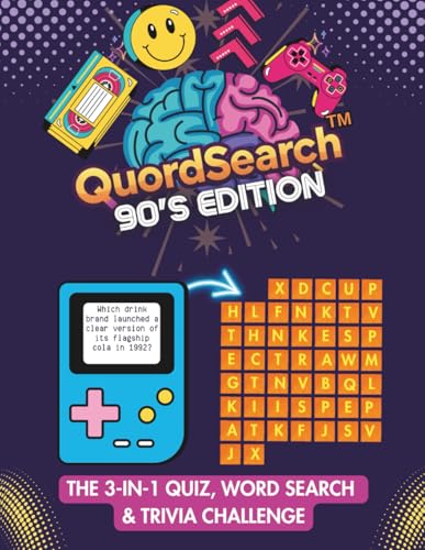 1990s Word Search Puzzle Book | QuordSearch 3-in-1 Activity Challenge: Quiz, Hunt, Trivia: Retro Brain Game for Adults & Teens | Test Your Nineties ... The '90s (Quordle Presents QuordSearch)