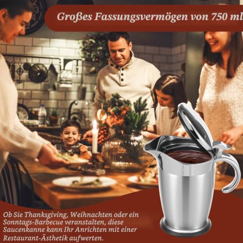 Foto von BAODBF Thermo Sauciere 750 ml Edelstahl Doppelwandig Soßenkännchen