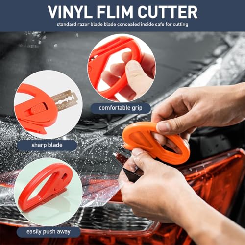 Image of ZIBUYU 9 Pcs Car Window Film Tint Tool Kit, Car Window Tint Squeegee Tool Kit Vinyl Wrap Tool Kit Automotive Tint Tool Glass Protective Film Installation Kit for Window Tint