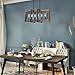 LOG BARN Farmhouse Chandelier, Pendant Lighting for Kitchen Island in Distressed Wood and Black Metal Finish, Ceiling Hanging Fixture for Dining Room