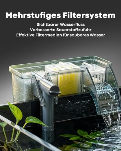 Aquarium 40 Liter Komplettset Glas 25x32x50, Kleines Fischbecken-Starterset mit Heizer Wasserpumpe Filtersystem LED-Beleuchtung und Reinigungswerkzeug, klares für Betta-Fische Pflanzen Akvaryum