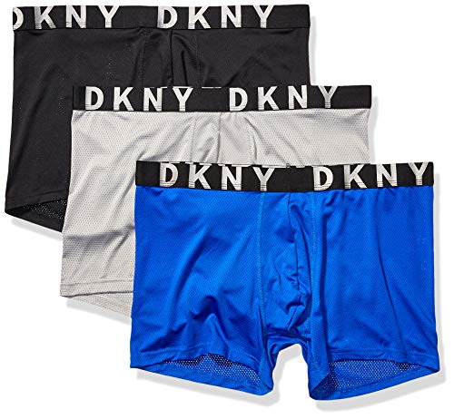 DKNY Men's Bold Stretch Boxer Brief 3-Pack, Black/Alloy/Blacklight, Large