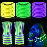 JellyArch 450 Pcs 8' Mardi Gras Parade Throws Bulk Glow Sticks Light Up Glow in The Dark Party Supplies Necklaces Neon Purple Yellow Green Bracelets for Mardi Gras Party, St Patrick Day Celebrations