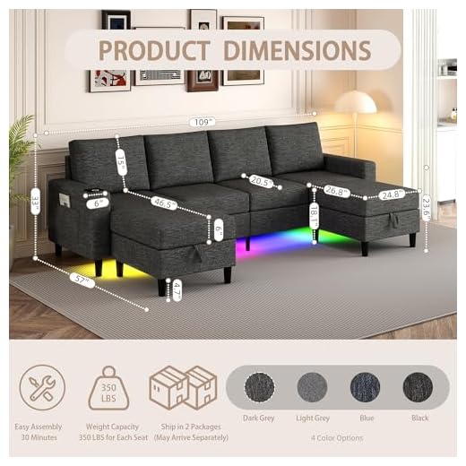 Smart Module U Shaped Sofa with Charging