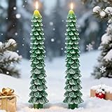Christmas Tree Shaped Taper Candles, 9.84 Inch Unscented Tree Candle Decorative...