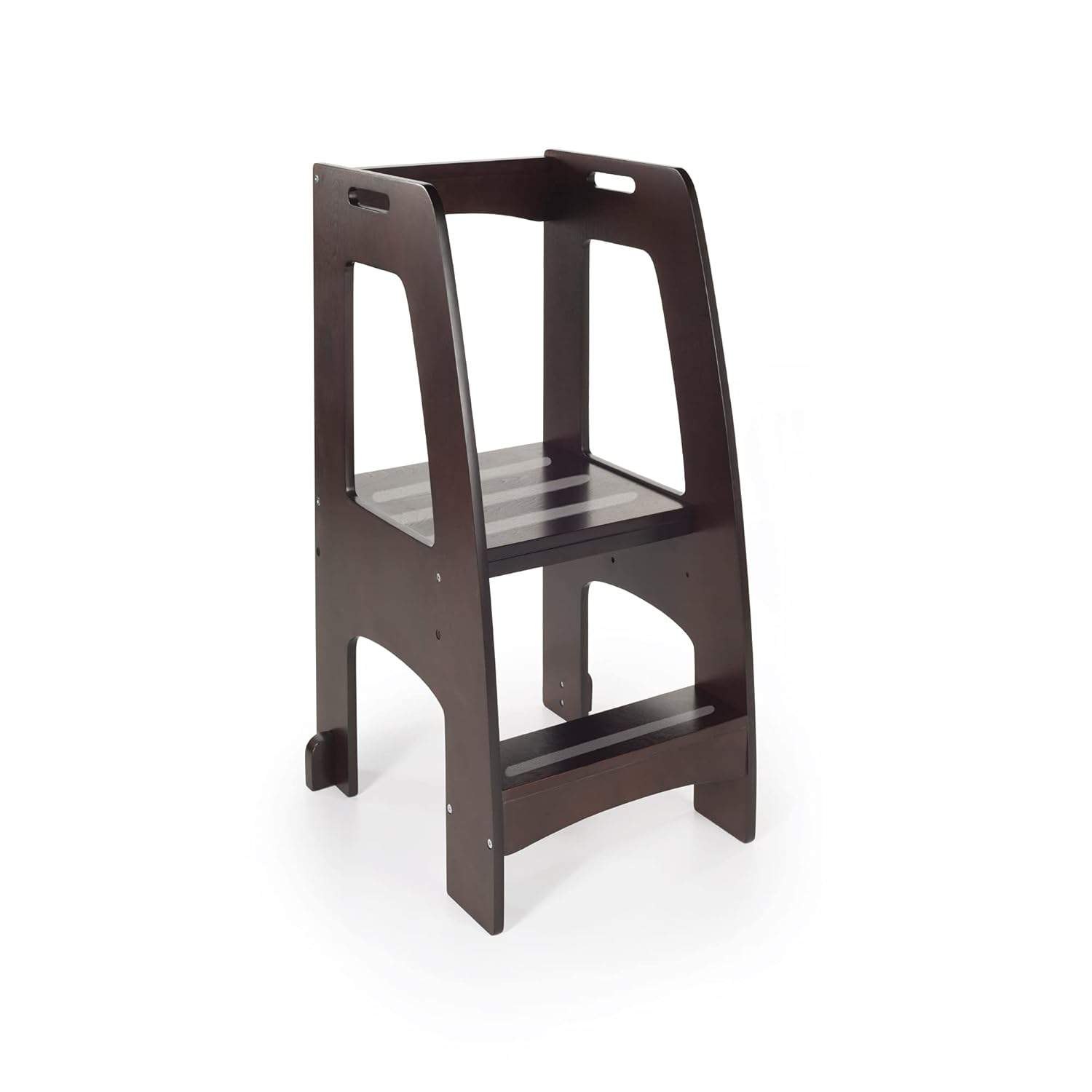 Guidecraft Step Up Kitchen Helper - Espresso: Adjustable Counter Height Step Stool With Side Support and Safety Rails For Toddlers, Kids Learning Furniture.